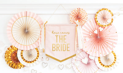 Pink and Gold Here Comes The Bride Banner