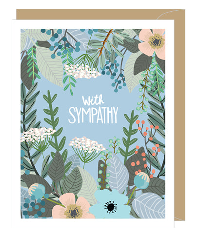 floral printed with sympahty greeting card.
