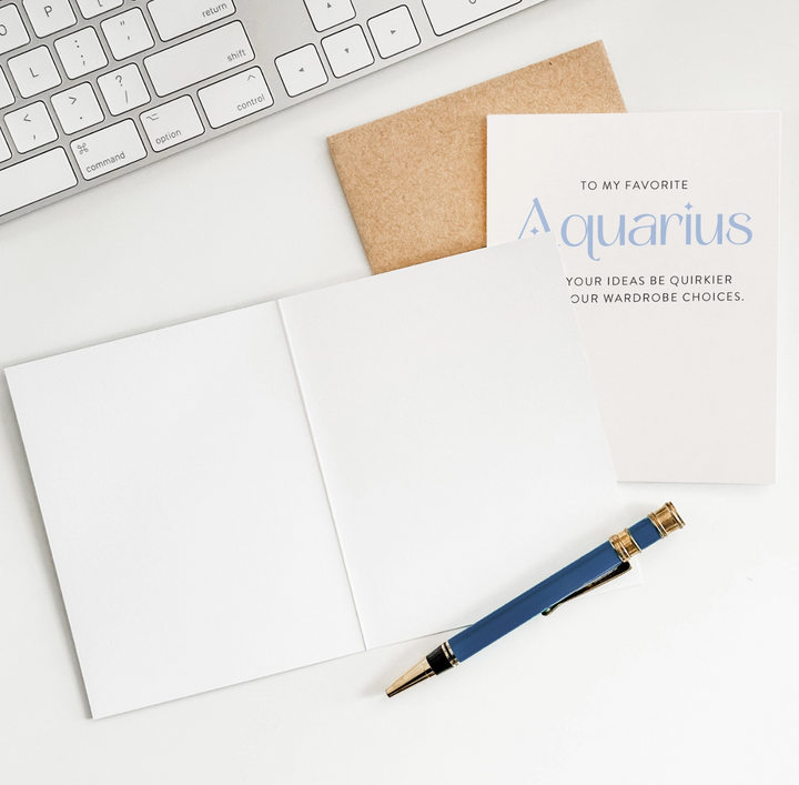 white greeting card with text &