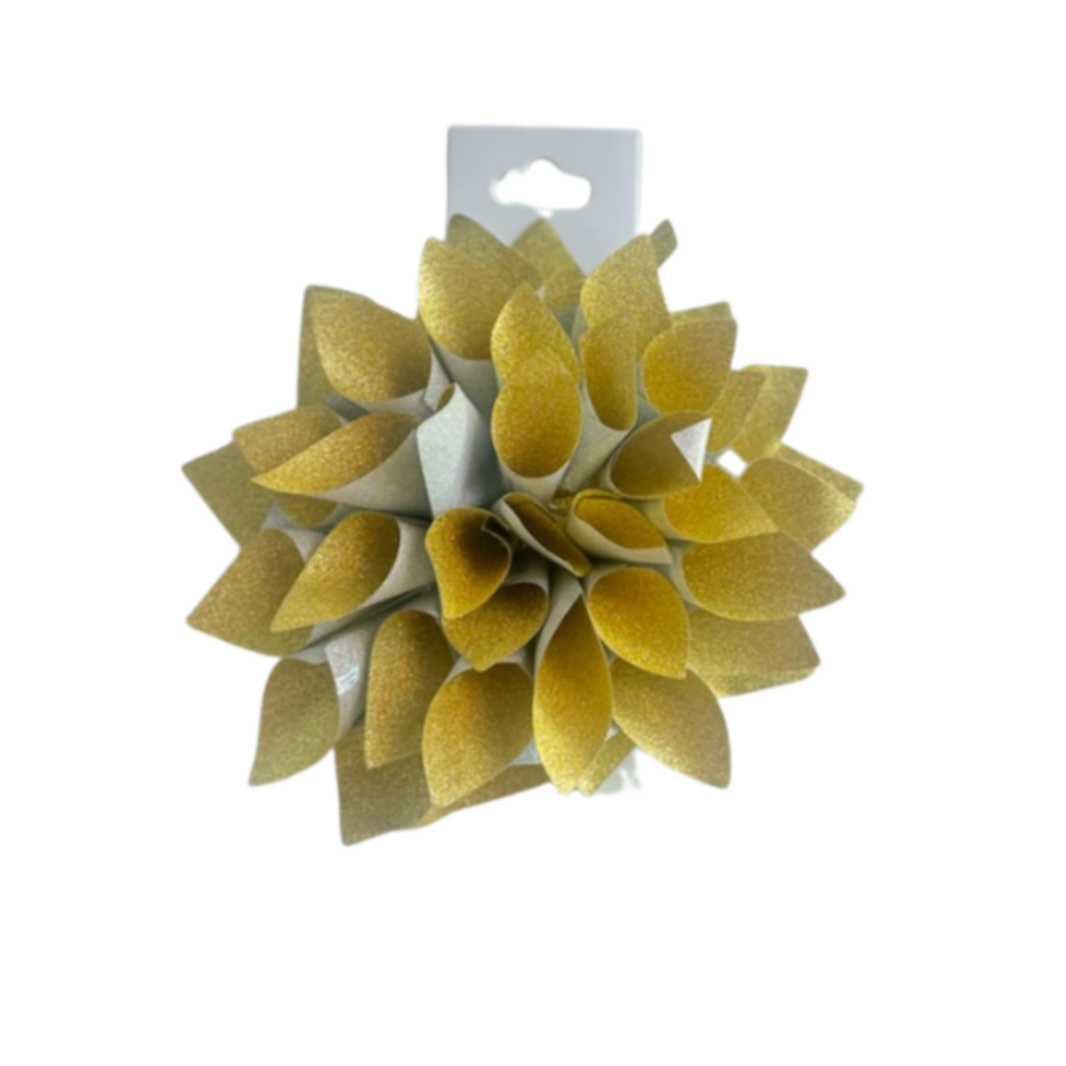 Glitter gold and silver lotus flower style gift bow