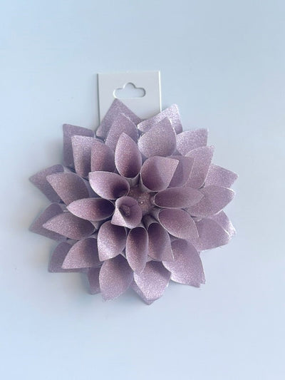 Glittery lavender and silver colored gift bow