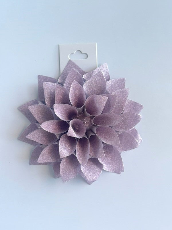 Glittery lavender and silver colored gift bow