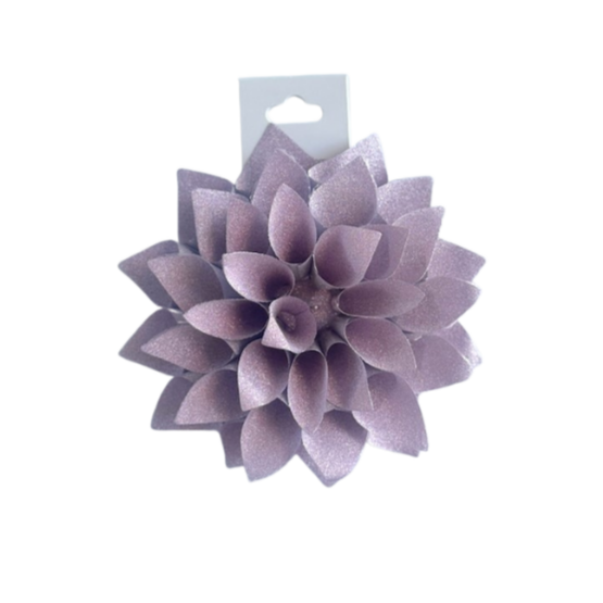 Glittery lavender colored lotus shaped gift bow
