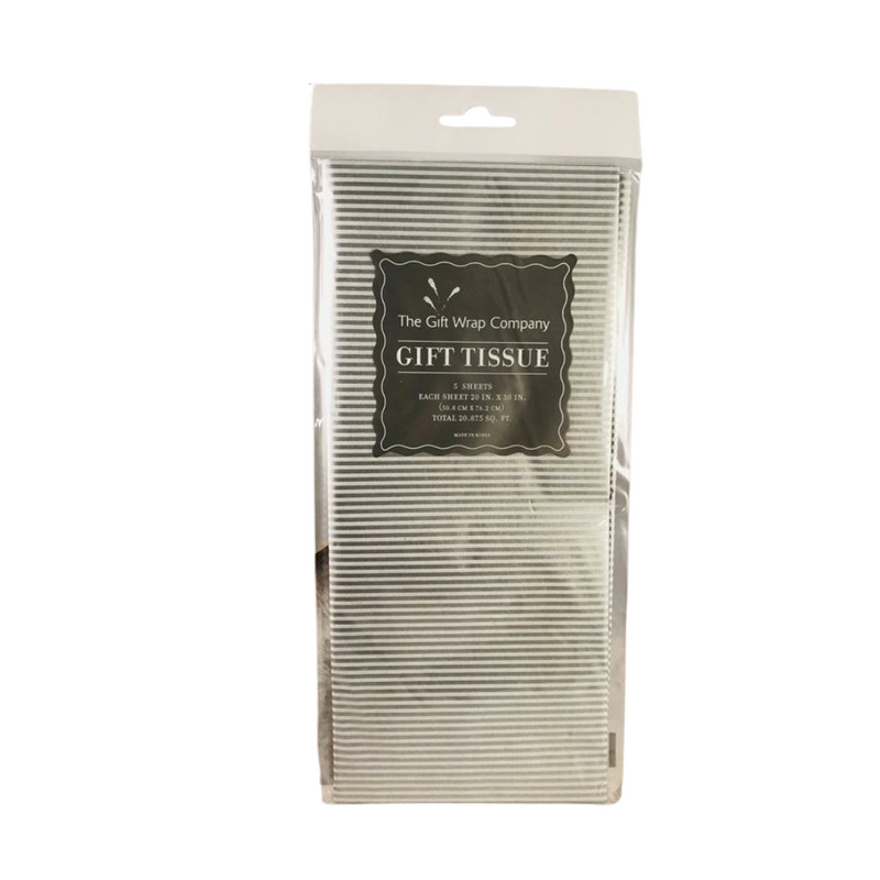 Platinum/Silver and white Stripe Tissue Paper in package