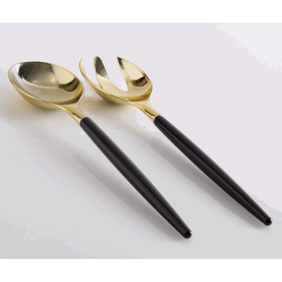 Black handle and Gold Plastic Salad Serving Set