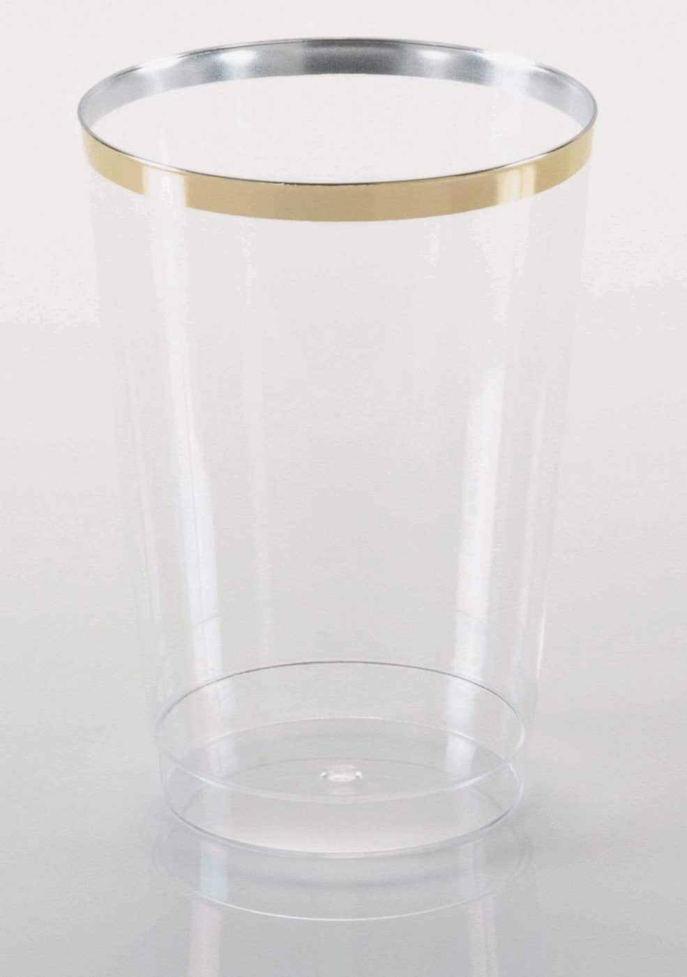 Clear Plastic Cup with gold foil rim