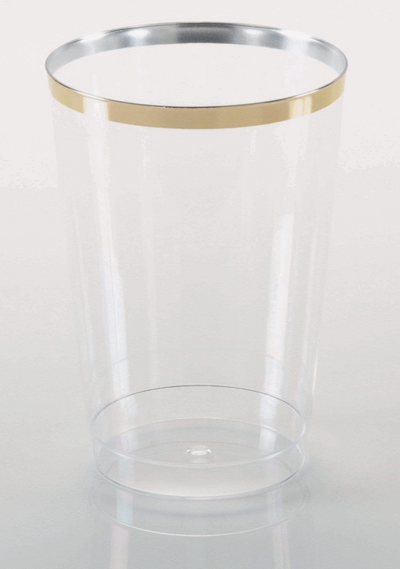 Clear Plastic Cup with gold foil rim