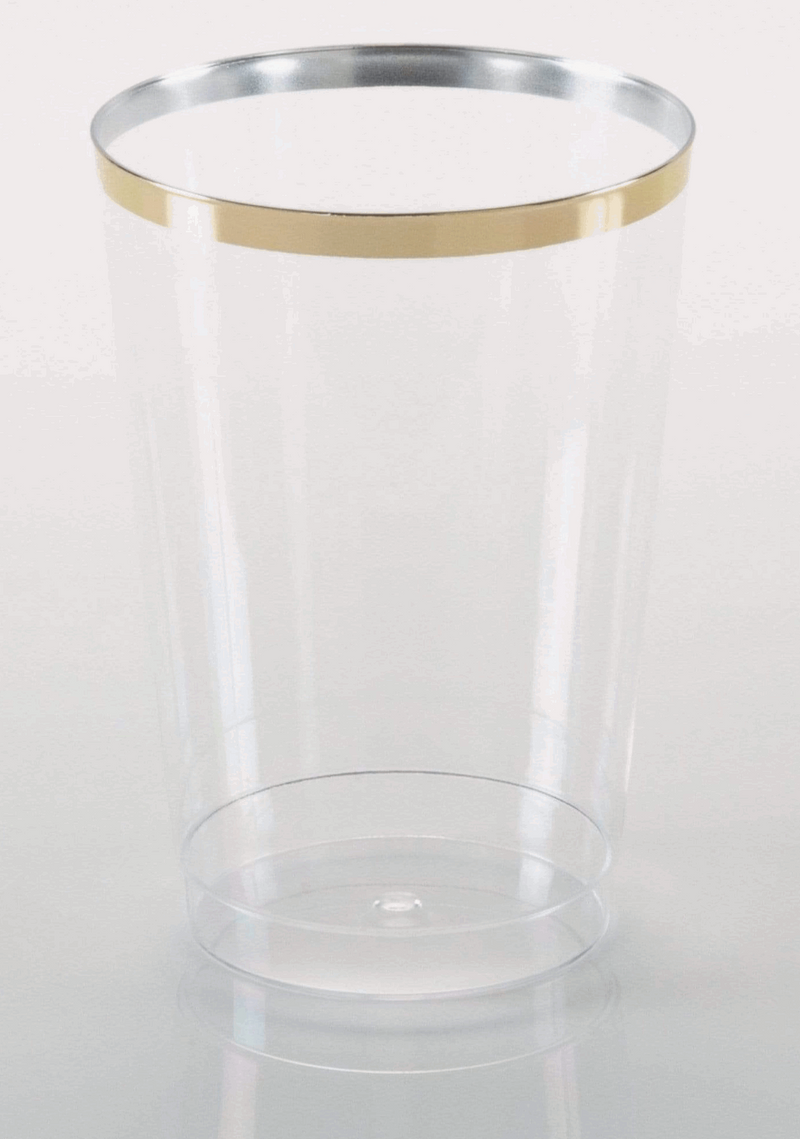 Clear Plastic Cup with gold foil rim