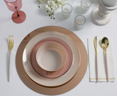 Linen and Gold Plastic Cutlery Set-32pc