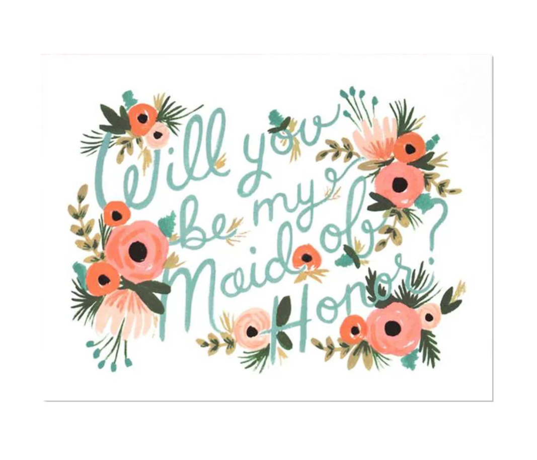 Cream greeting card with multi-color floral design and text &