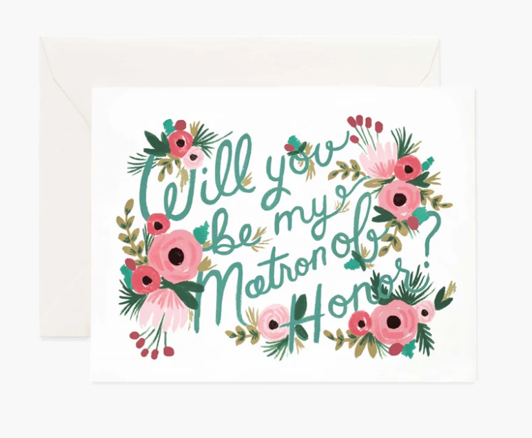 Cream greeting card with floral design and text &