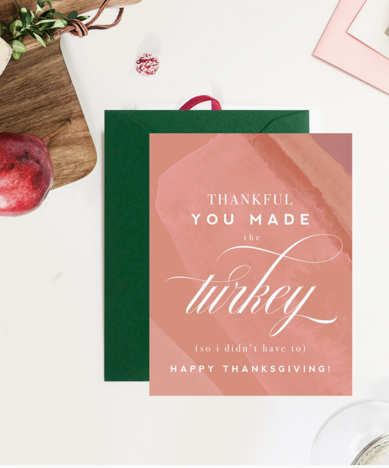 Kitty Meow Thankful You Made The Turkey Greeting Card