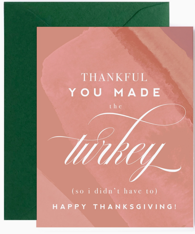 Tarjeta de felicitación con el mensaje Kitty Meow Thank you for Made the Turkey