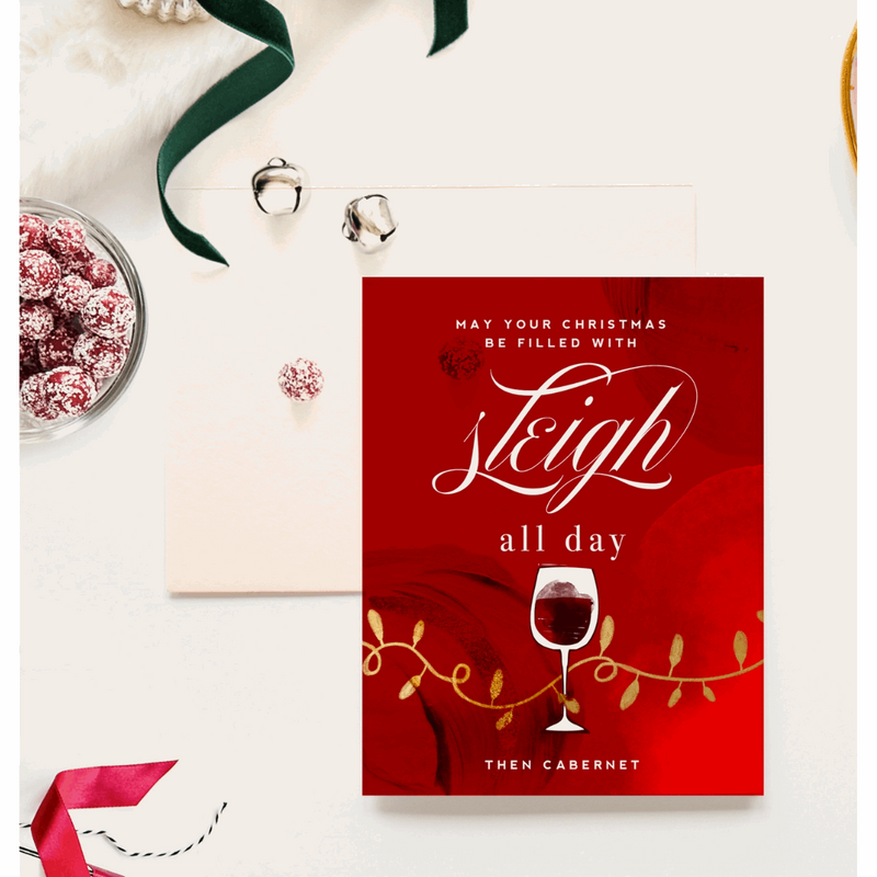 Kitty Meow Sleigh All Day Christmas Greeting Card - Greeting Card -