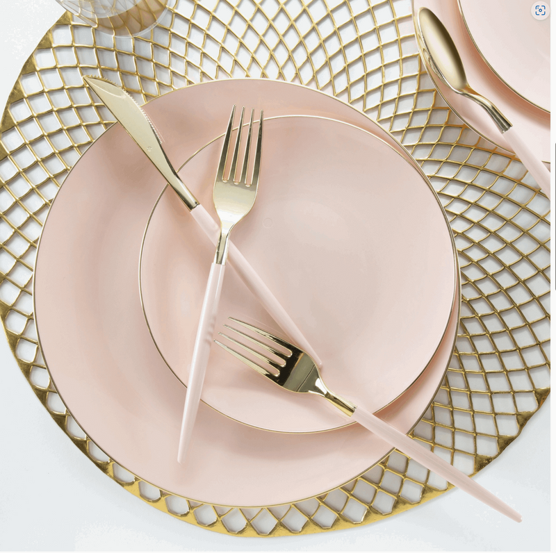 Blush and Gold Plastic Cutlery Set-32pc