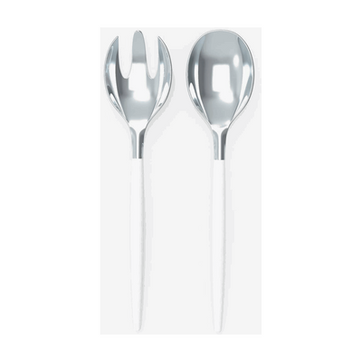 White and Silver Plastic Serving Set