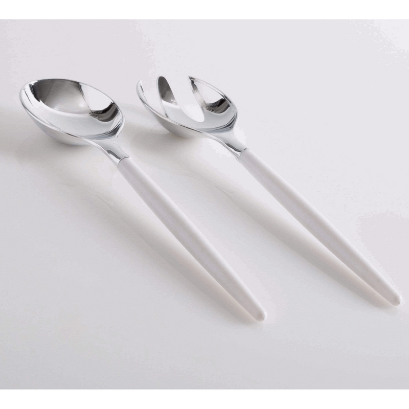 White and Silver Plastic Serving Set