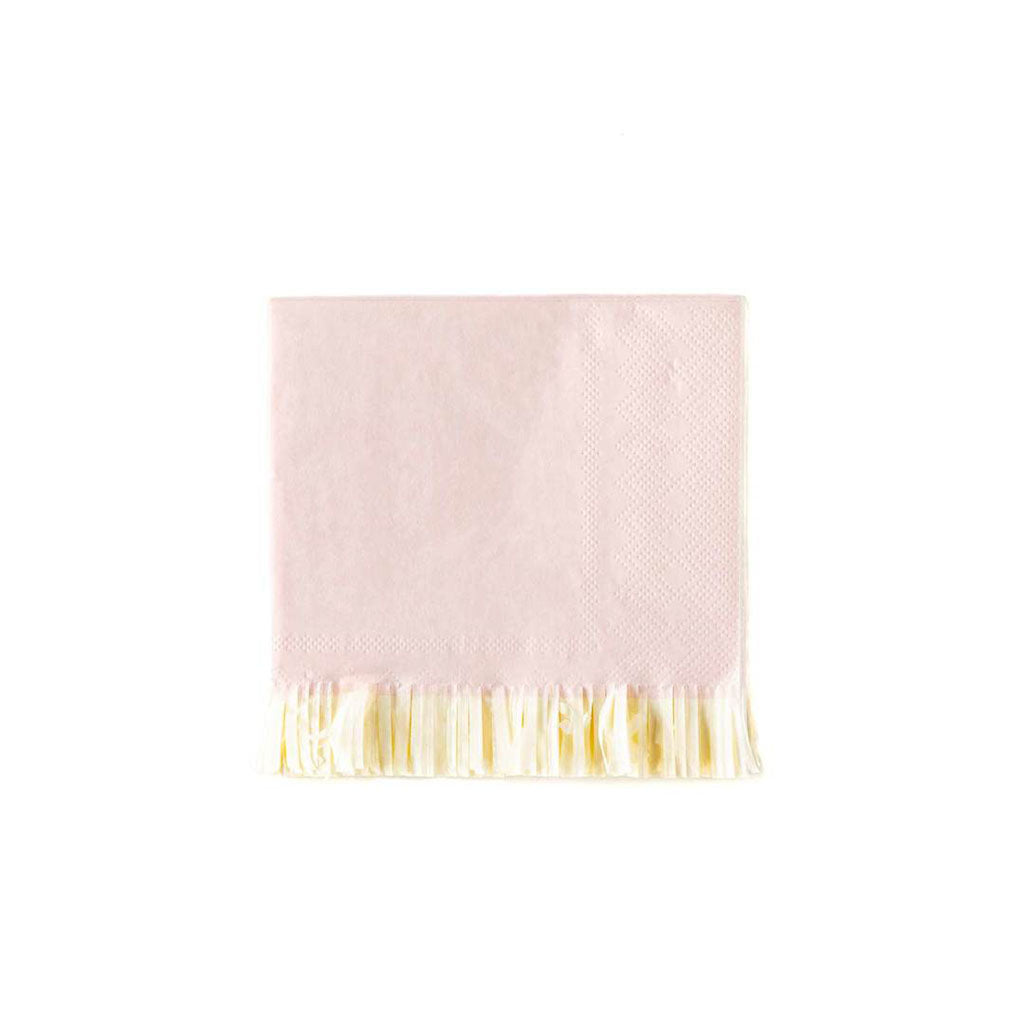 Pink Fringed Cocktail Napkin - Napkins -