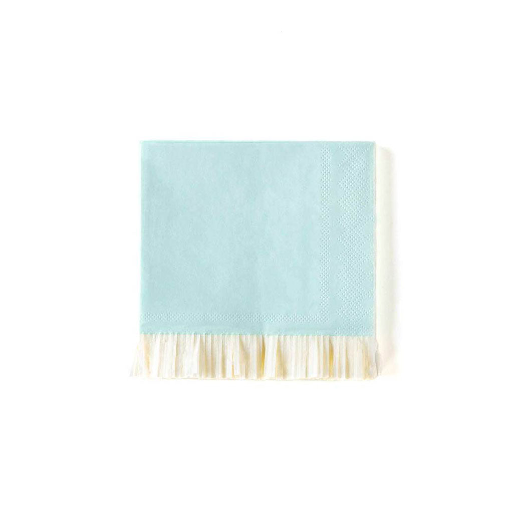 Blue Fringed Cocktail Napkin - Napkins -