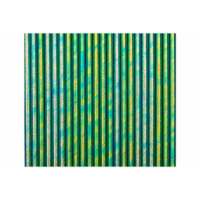 A set of iridescent emerald green paper straws with a blue and yellow cast, presented in a pack.