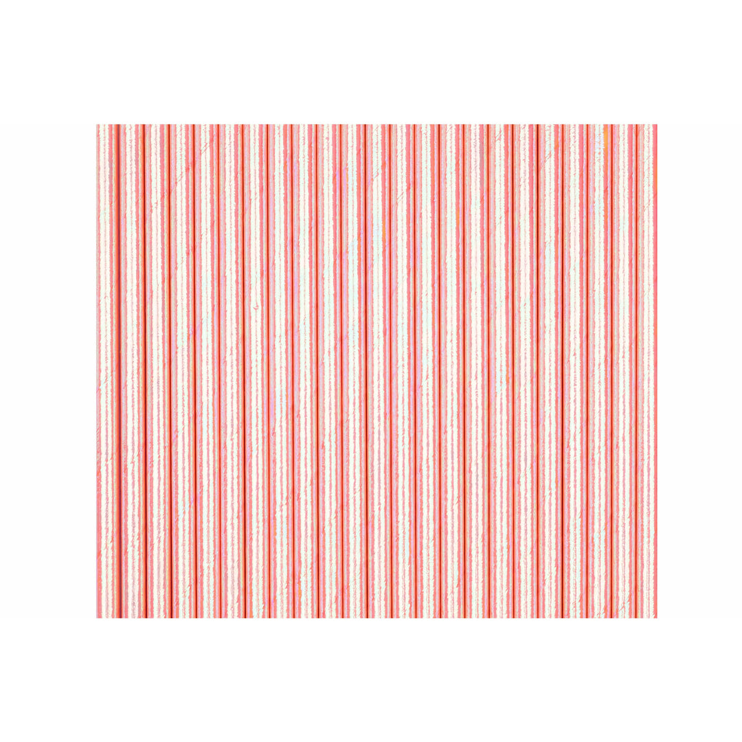 A pack of peachy-pink colored iridescent finished foil paper straws.