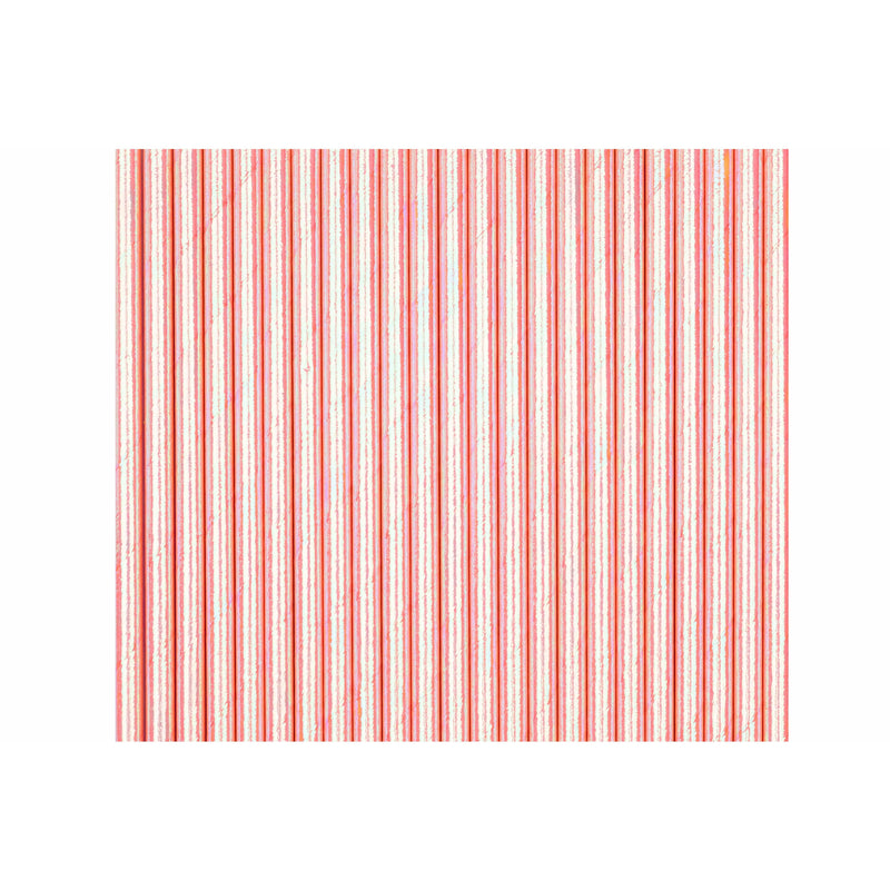 A pack of peachy-pink colored iridescent finished foil paper straws.