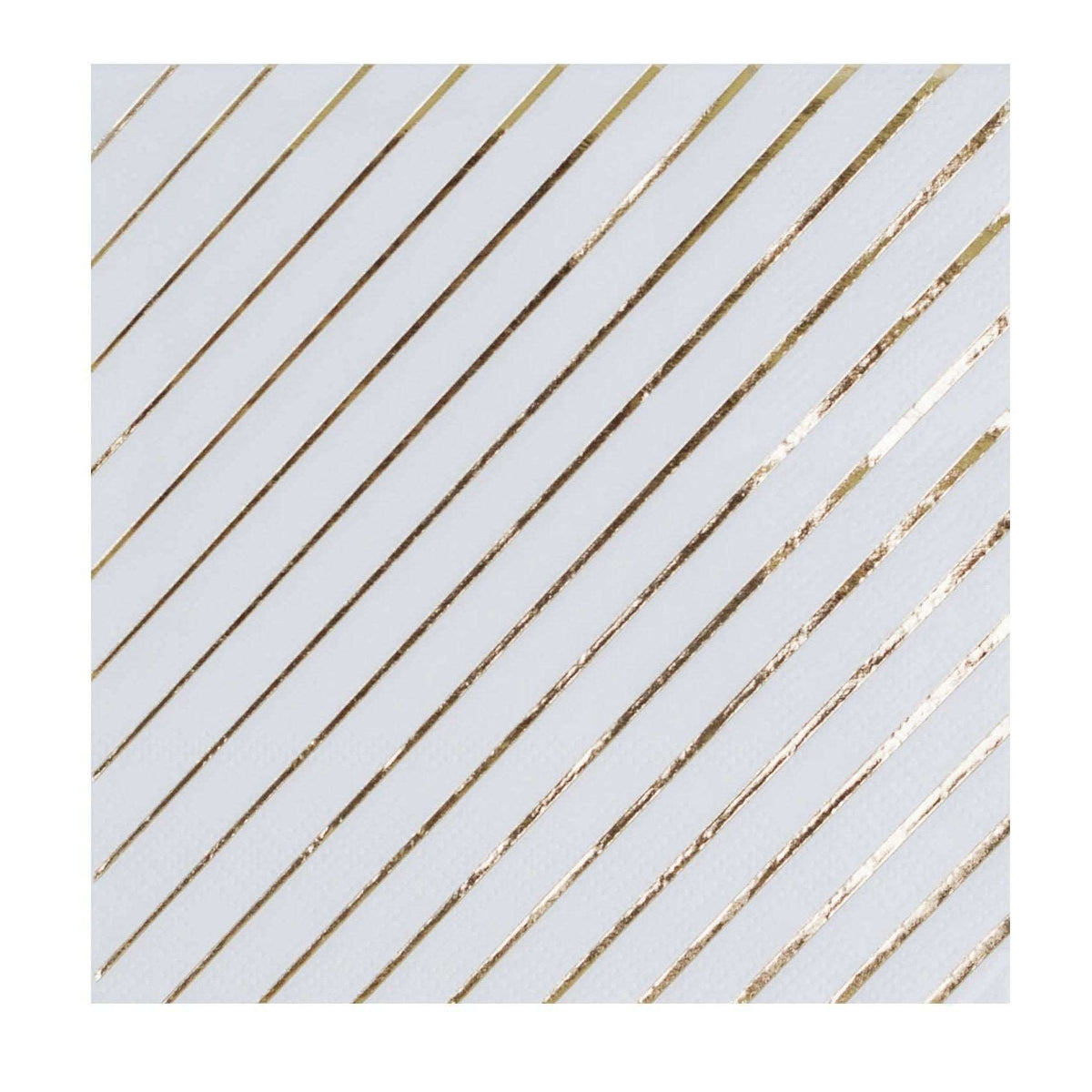 White & Gold Striped Cocktail Napkins - Napkins -