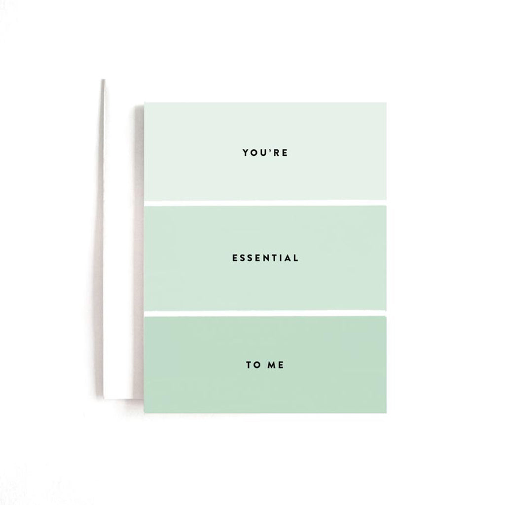 Tonal, color blocked green greeting card with black text that reads "You&
