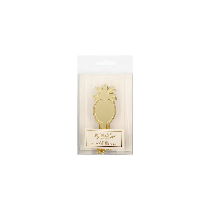 Package of pineapple-shaped gold mirror finish cupcake toppers