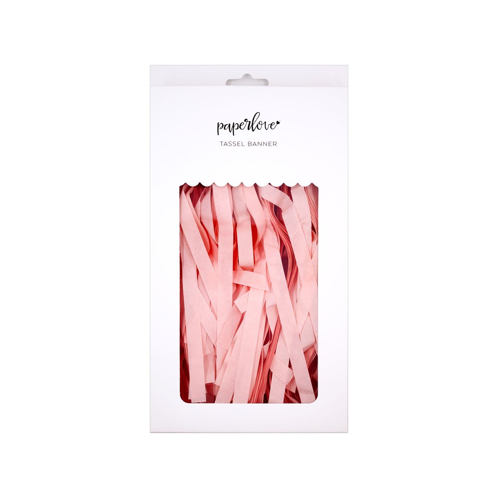 Package of a blush pink Tassel Banner