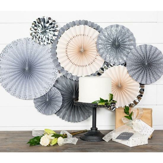 Paper Love Grey Glam Party Fans - Party Fans -